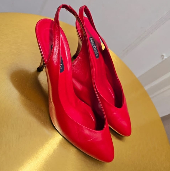 Nickels Slingback Red Heels Pointed Toe Shoe. Size 8.5B🌴✌️ - Picture 6 of 9